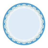 Simple Elegant Blue Circular Frame Decorated With Round Scalloped Lace Design vector