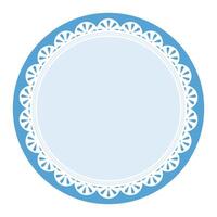 Simple Elegant Blue Circular Frame Decorated With Round Scalloped Lace Design vector