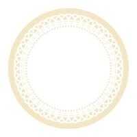 Simple Detailed Light Vanilla Symmetrical Round Ornamental Lace Circle Blank Frame Border Element vector