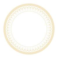 Simple Detailed Light Vanilla Symmetrical Round Ornamental Lace Circle Blank Frame Border Element vector