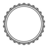 Simple Monochromatic Black And White Classic Round Frame with Decorative Floral Border Design vector