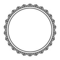 Simple Monochromatic Black And White Classic Round Frame with Decorative Floral Border Design vector