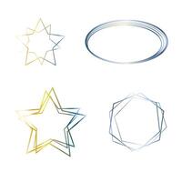 Silver star frames coloured geometric set vector