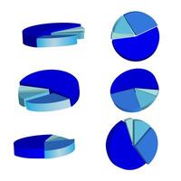 round chart isometric icons set vector