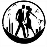 A man and woman are walking together in a city vector