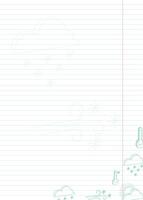 Notebook paper with outline green weather icons vector