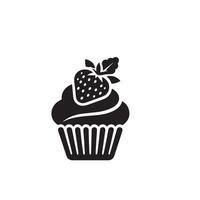 Cup cake silhouette on white background. Cup cake logo vector