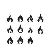 Fire flame silhouette on white background. fire flame logo vector