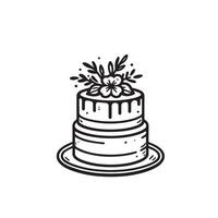 Cake silhouette illustration. cake logo on white background. vector