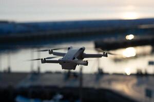 Golden Horizons, Close-Up Drone Flying Sunrise Bokeh in Sky Above Taiwan Ocean photo