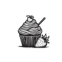 Cup cake silhouette on white background. Cup cake logo vector