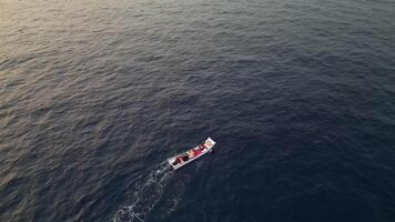 Fisherman Boat in the Middle of Beautiful Sea at Sunset in Xiaoliuqiu, Taiwan video