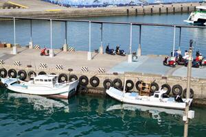 Coastal Maritime View, Pier, Jetty Harbouring Ferry Ships in Taiwan Kaohshiung photo