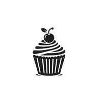 Cup cake silhouette on white background. Cup cake logo vector