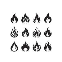 Fire flame silhouette on white background. fire flame logo vector