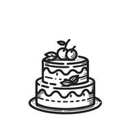 Cake silhouette illustration. cake logo on white background. vector