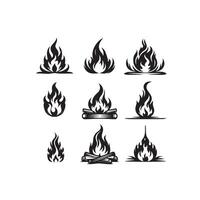 Fire flame silhouette on white background. fire flame logo vector