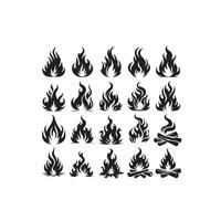 Fire flame silhouette on white background. fire flame logo vector