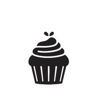 Cup cake silhouette on white background. Cup cake logo vector