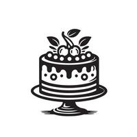 Cake silhouette illustration. cake logo on white background. vector