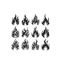 Fire flame silhouette on white background. fire flame logo vector