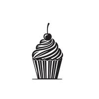 Cup cake silhouette on white background. Cup cake logo vector