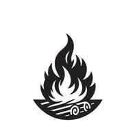 Fire flame silhouette on white background. fire flame logo vector