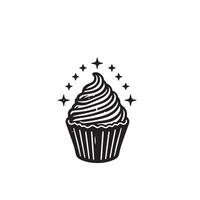 Cup cake silhouette on white background. Cup cake logo vector