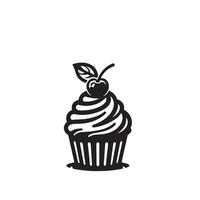 Cup cake silhouette on white background. Cup cake logo vector