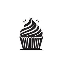 Cup cake silhouette on white background. Cup cake logo vector