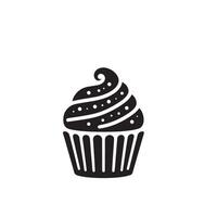 Cup cake silhouette on white background. Cup cake logo vector