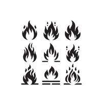 Fire flame silhouette on white background. fire flame logo vector