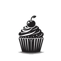 Cup cake silhouette on white background. Cup cake logo vector