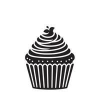 Cup cake silhouette on white background. Cup cake logo vector