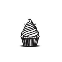 Cup cake silhouette on white background. Cup cake logo vector