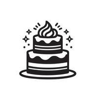 Cake silhouette illustration. cake logo on white background. vector