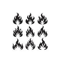 Fire flame silhouette on white background. fire flame logo vector