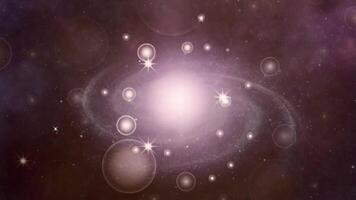 galaxies moving and expanding in the dark universe. bright light. video