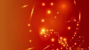 gold particles with shining golden floating dust particles flare bokeh star on red background. video
