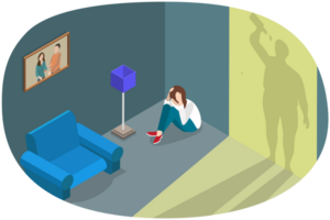 3D Isometric Flat Conceptual Illustration of Domestic Violence png