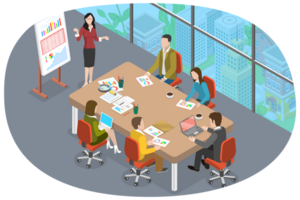 3D Isometric Flat Conceptual Illustration of Boardroom png