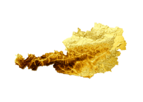 Österreich Karte golden Metall Farbe Höhe Karte 3d Illustration png