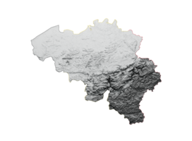 Belgium Map Flag Shaded relief Color Height map 3d illustration png