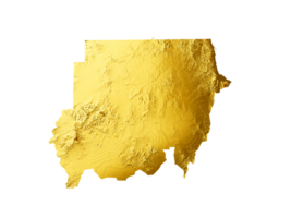 Sudão mapa dourado metal cor altura mapa 3d ilustração png