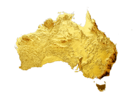 Australien Karte golden Metall Farbe Höhe Karte 3d Illustration png