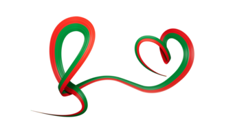 Burkina Faso flag heart shaped wavy ribbon 3d illustration png