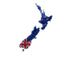 New Zealand Map Flag Shaded relief Color Height map 3d illustration png