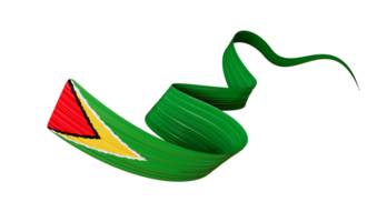 Guyana flag symbol national banner. Independence Day 3d Illustration banner with realistic Ribbon flag png