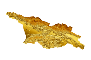 Georgia Map Golden metal Color Height map 3d illustration png