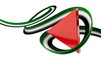 Palestina astratto 3d ondulato bandiera rosso nero bianca verde moderno palestinese nastro striscia triangolo logo icona 3d illustrazione png
